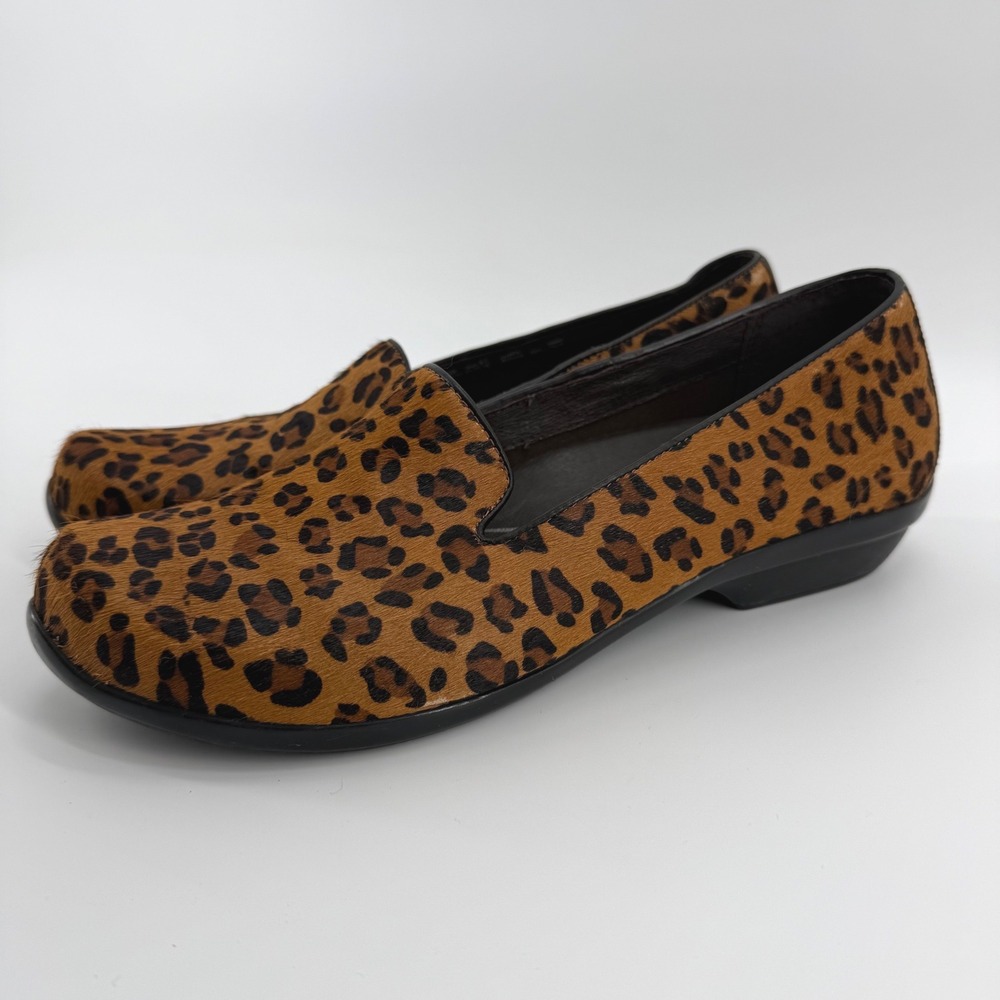 Dansko Olivia Leopard Print Calf Hair Slip‎ On Loafers Womens 41 EU Brown Black